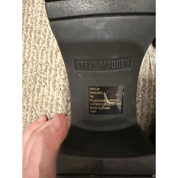 Steve Madden Chunky Block Heel Slide Sandals Harlan’ Black Sz 7 - Picture 5 of 5